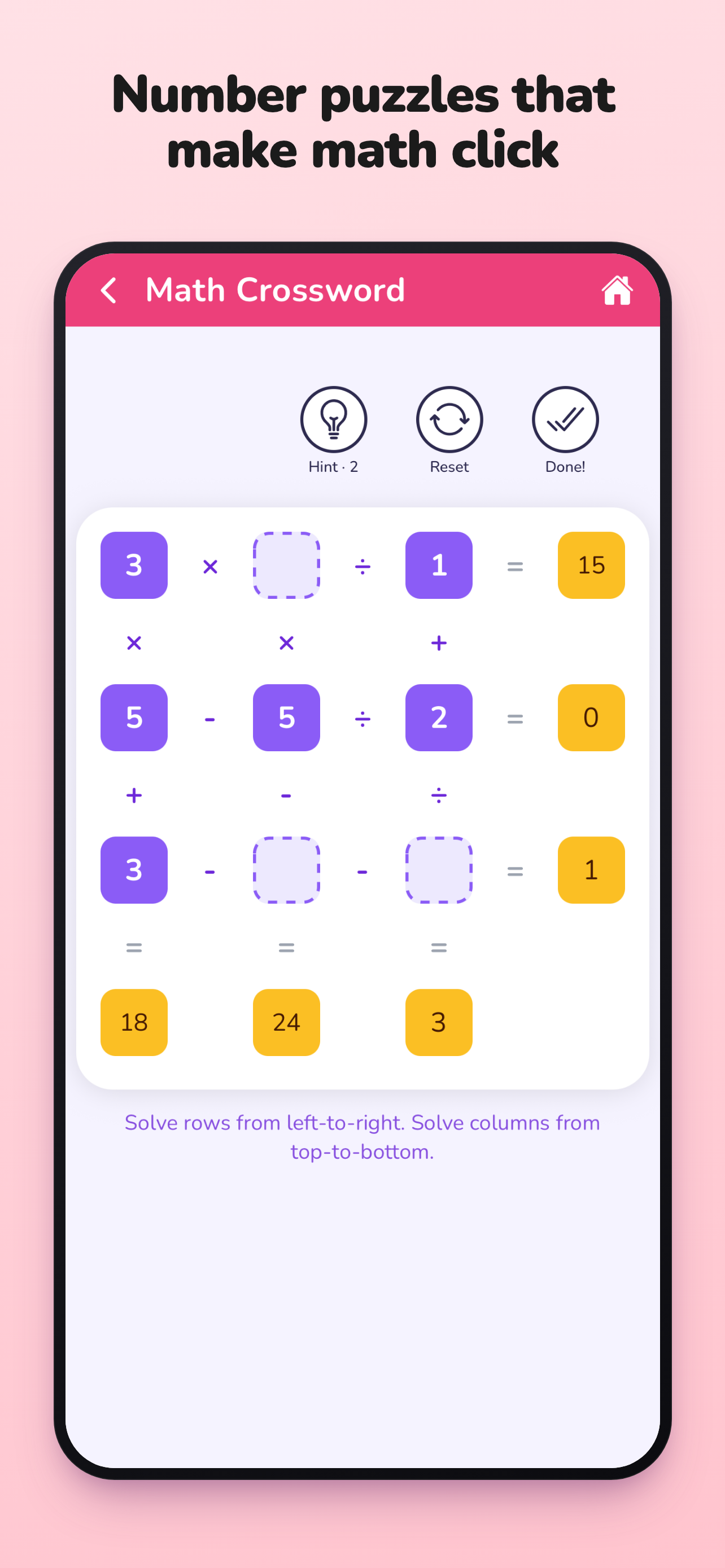 Spark+ math crossword game